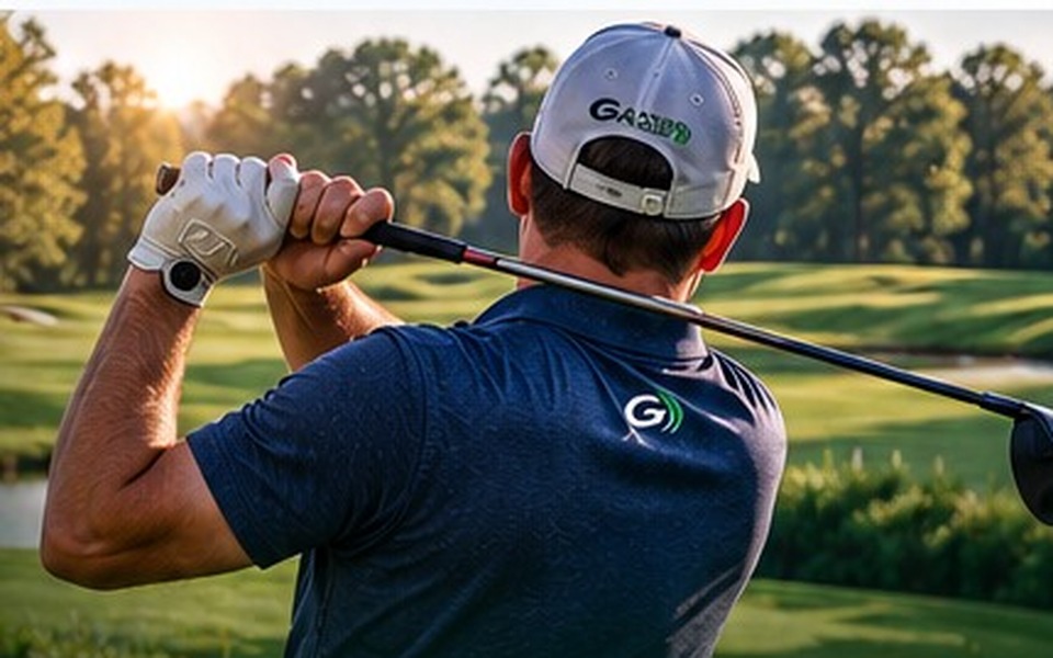 Golfer preparing for a round on a tree-lined golf course