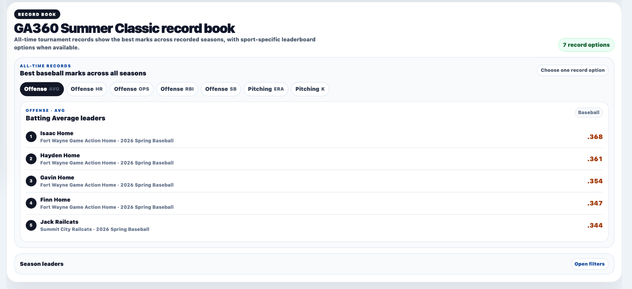 Turn event history into a public-facing feature